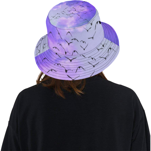 Trendy Birds, blue by JamColors All Over Print Bucket Hat