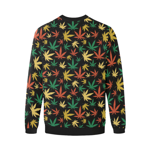 Cannabis Pattern Men's Oversized Fleece Crew Sweatshirt (Model H18)
