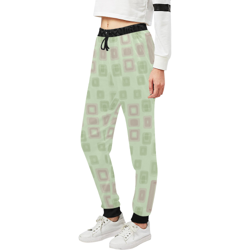 Green and Pink squares - back to 70's pattern Unisex All Over Print Sweatpants (Model L11)