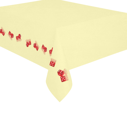 Las Vegas Craps Dice on Yellow Cotton Linen Tablecloth 60"x 84"