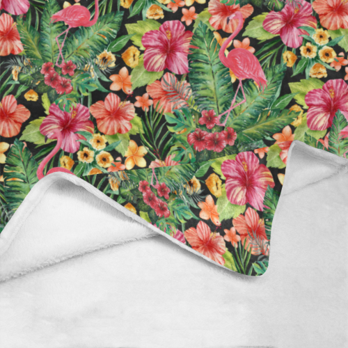 Tropical Flamingo Flowers Ultra-Soft Micro Fleece Blanket 40"x50"