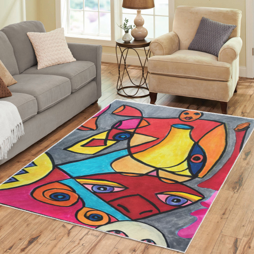 Abstract Streaming Consciousness Area Rug7'x5'