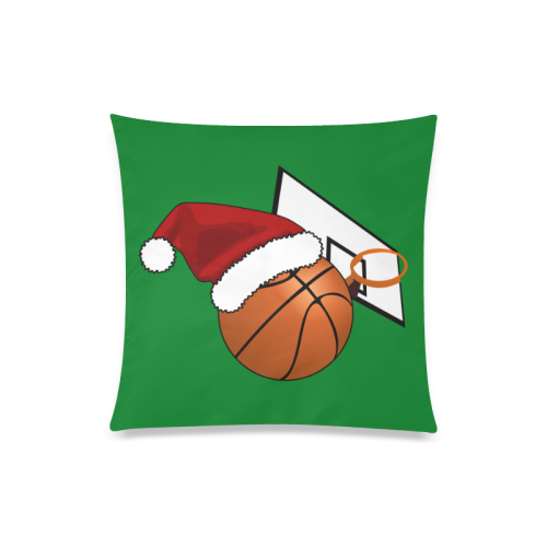Santa Hat Basketball And Hoop Christmas Custom Zippered Pillow Case 20"x20"(Twin Sides)