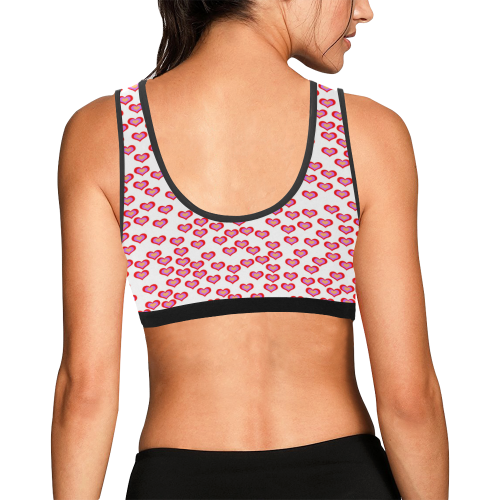Pink Heart Pattern Women's All Over Print Sports Bra (Model T52)