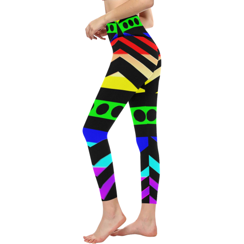 Rainbow Multicolored Ethnic Abstract Design 5 Women's All Over Print High-Waisted Leggings (Model L36)