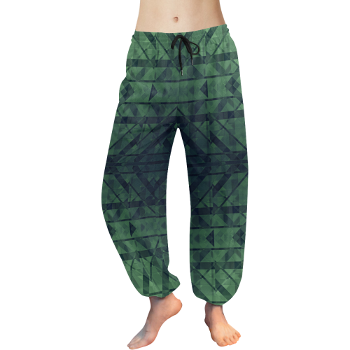 Sci-Fi Green Monster  Geometric design Women's All Over Print Harem Pants (Model L18)