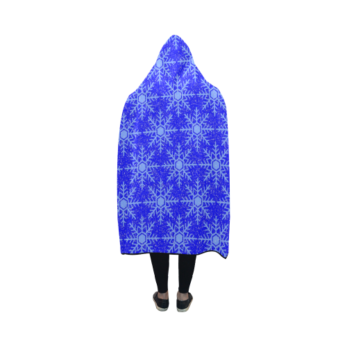 Blue Snowflakes Hooded Blanket 50''x40''