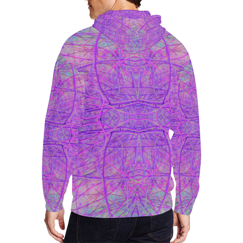 Hot Pink and Purple Abstract Branch Pattern All Over Print Full Zip Hoodie for Men/Large Size (Model H14)