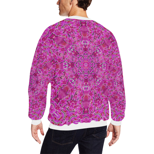 flowering and blooming to bring happiness Men's Oversized Fleece Crew Sweatshirt/Large Size(Model H18)