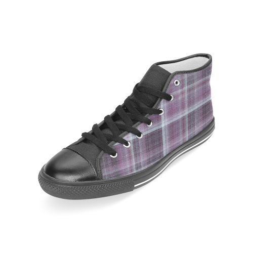 purple plaid Women's Classic High Top Canvas Shoes (Model 017)