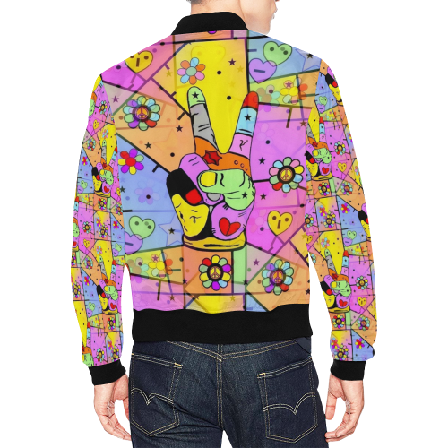 Peace Popart by Nico Bielow All Over Print Bomber Jacket for Men/Large Size (Model H19)