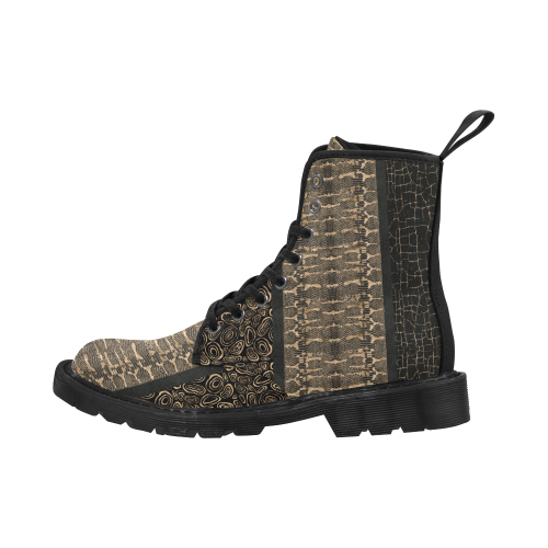 Exclusive Gold Black Python Martin Boots for Women (Black) (Model 1203H)