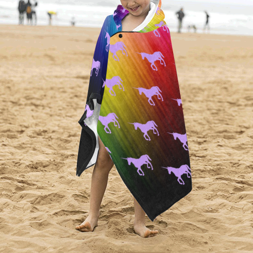 My Rainbow Unicorn Kids' Hooded Bath Towels