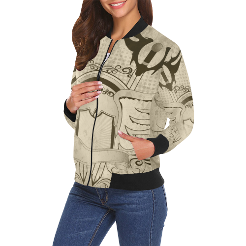 vinatge design All Over Print Bomber Jacket for Women (Model H19)