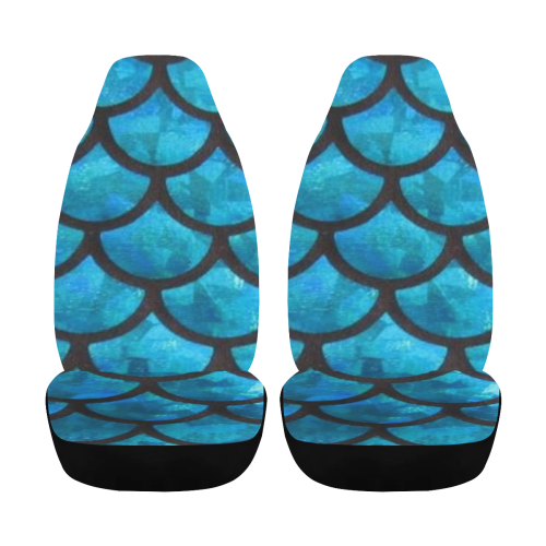 Mermaid SCALES blue Car Seat Cover Airbag Compatible (Set of 2)