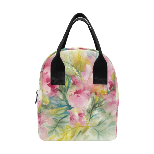 Pink Dreamy Flowers watercolors -floral Zipper Lunch Bag (Model 1689)