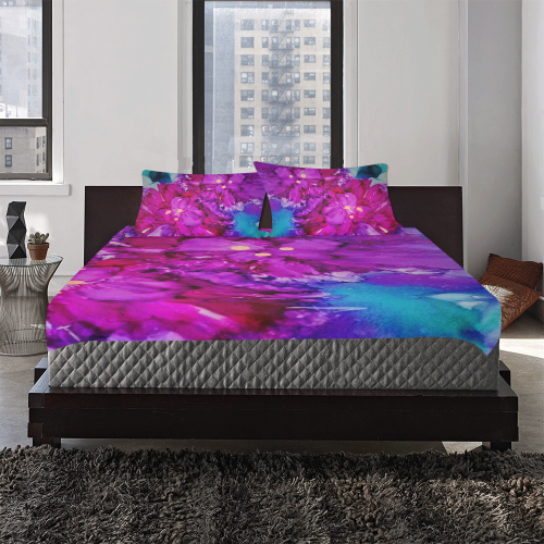 pink flowers-1 3-Piece Bedding Set