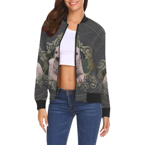 Cute dalmatian All Over Print Bomber Jacket for Women (Model H19)