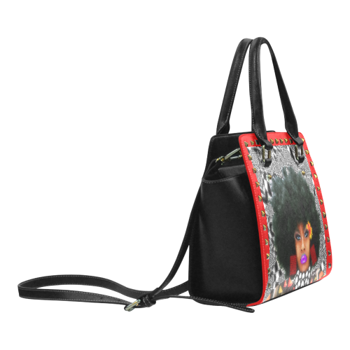 FUEL UP STU PURS RED Rivet Shoulder Handbag (Model 1645)