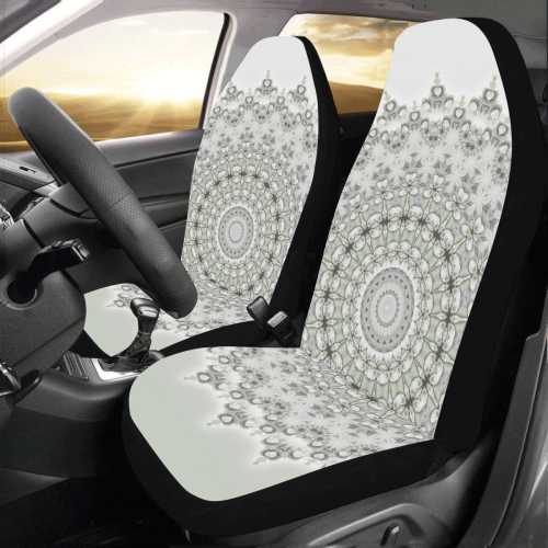 Kaleidoscope Fractal Mandala Grey Green Car Seat Covers (Set of 2)