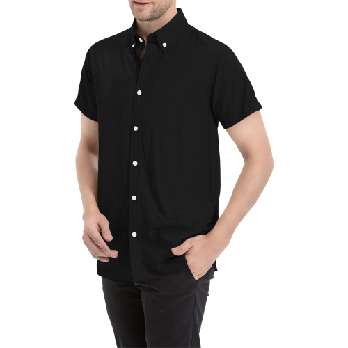 color black Men's All Over Print Short Sleeve Shirt (Model T53)