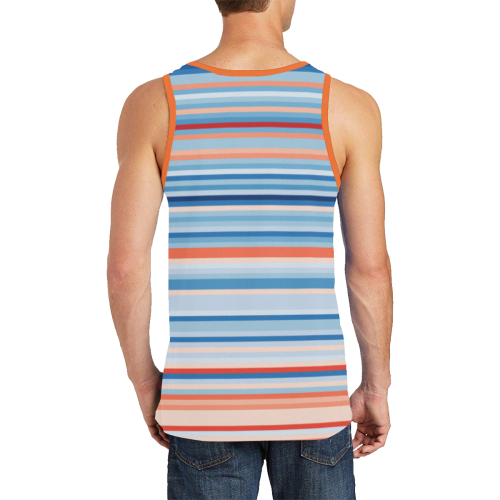 blue and coral stripe 2 Men's All Over Print Tank Top (Model T57)