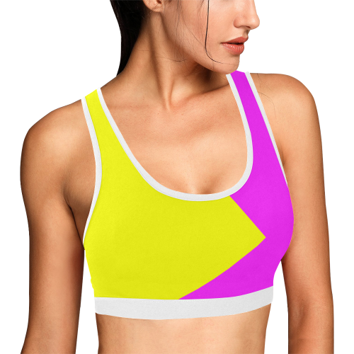Bright Neon Yellow / Pink Women's All Over Print Sports Bra (Model T52)