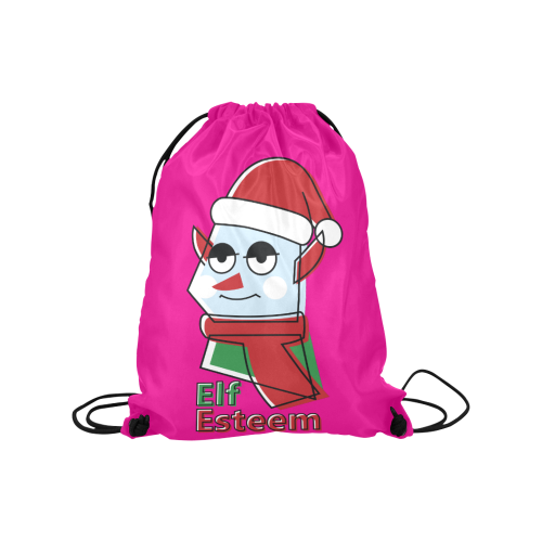 Elf Esteem CHRISTMAS PINK Medium Drawstring Bag Model 1604 (Twin Sides) 13.8"(W) * 18.1"(H)