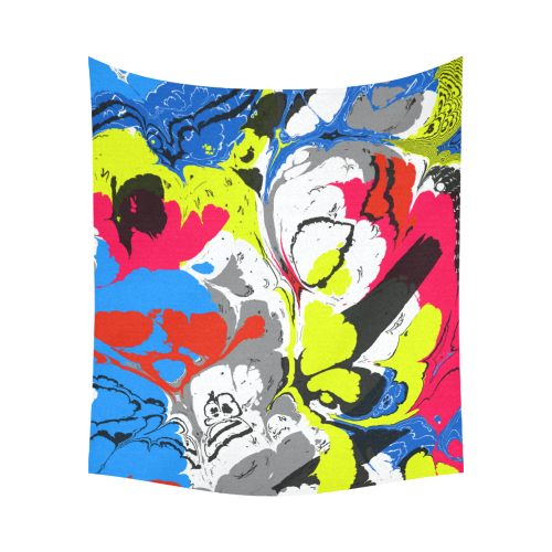 Colorful distorted shapes2 Cotton Linen Wall Tapestry 60"x 51"