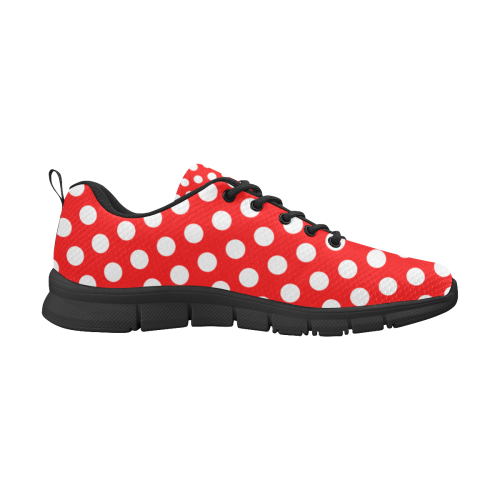 Polka Dots Red & White Cute Costume Printed Women's Breathable Running Shoes/Large (Model 055)