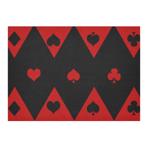 Las Vegas Black Red Play Card Shapes Cotton Linen Tablecloth 60"x 84"