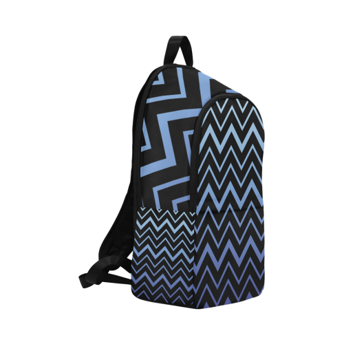 Steel Blue Chevrons on Black Background Fabric Backpack for Adult (Model 1659)