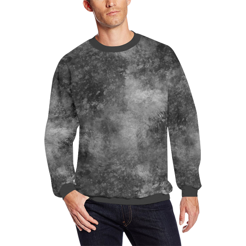Black Grunge Men's Oversized Fleece Crew Sweatshirt/Large Size(Model H18)