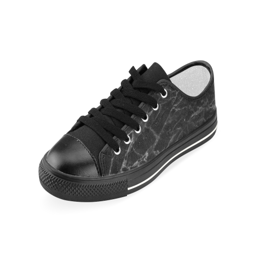 Marble Black Pattern Women's Classic Canvas Shoes (Model 018)