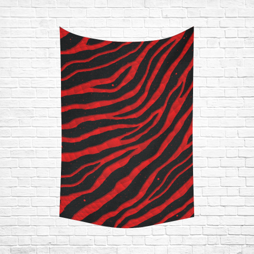 Ripped SpaceTime Stripes - Red Cotton Linen Wall Tapestry 60"x 90"