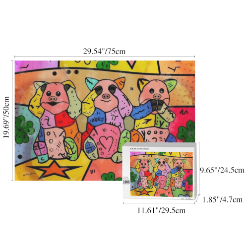 Pigs by Nico Bielow 1000-Piece Wooden Photo Puzzles