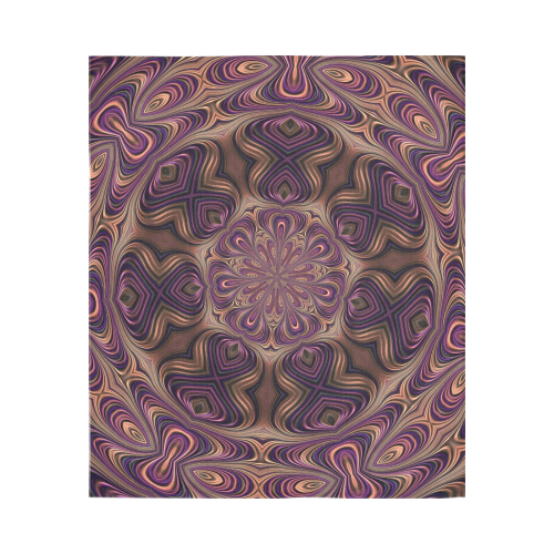 Pastel Satin Ribbons Fractal Mandala 3 Cotton Linen Wall Tapestry 51"x 60"