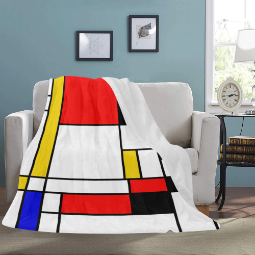 Bauhouse Composition Mondrian Style Ultra-Soft Micro Fleece Blanket 60"x80"