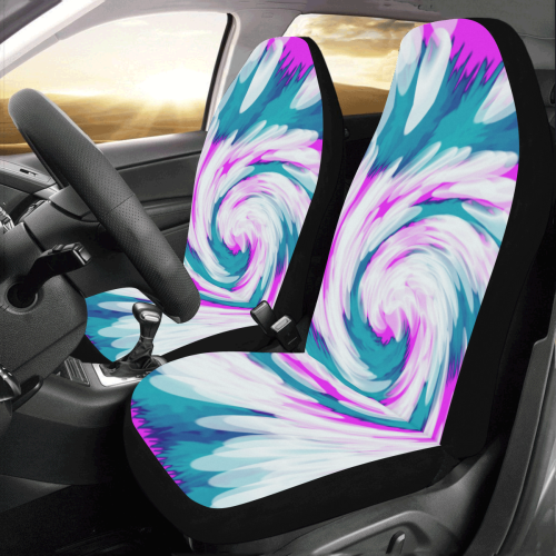 Turquoise Pink Tie Dye Swirl Abstract Car Seat Covers (Set of 2)