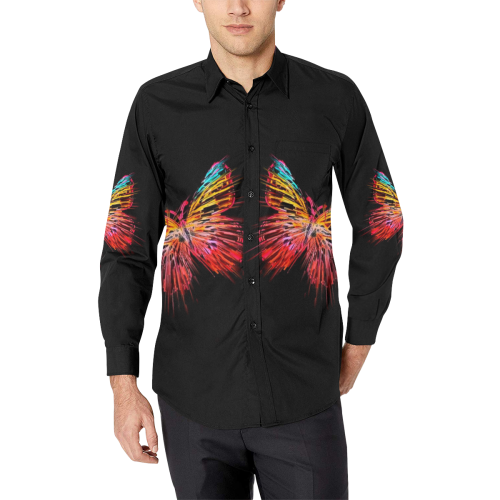 Butterfly by PopartLover Men's All Over Print Casual Dress Shirt (Model T61)