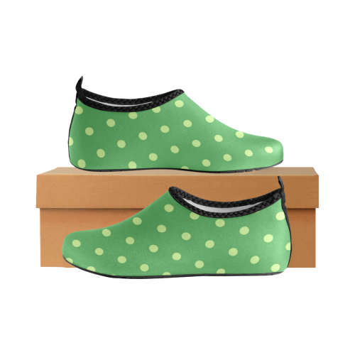 Green Polka Dots Women's Slip-On Water Shoes (Model 056)