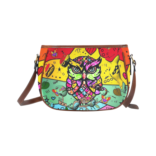 Owl Popart by Nico Bielow Saddle Bag/Large (Model 1649)