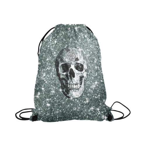 Modern sparkling Skull E by JamColors Large Drawstring Bag Model 1604 (Twin Sides)  16.5"(W) * 19.3"(H)