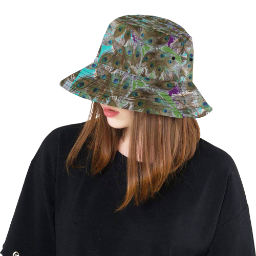 peacock feather hat All Over Print Bucket Hat
