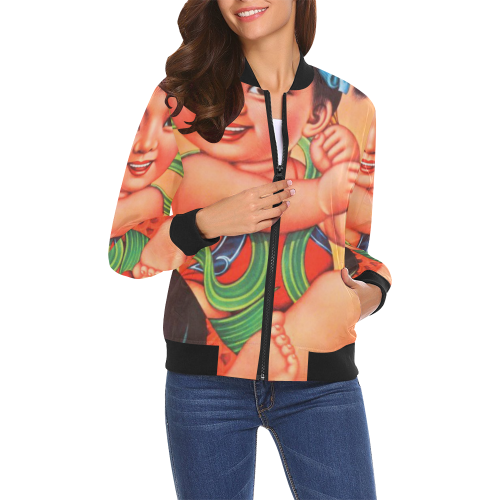 Happy New Year 2 All Over Print Bomber Jacket for Women (Model H19)