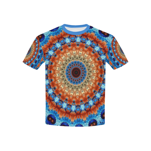 Kaleidoscope Kids' All Over Print T-Shirt with Solid Color Neck (Model T40)