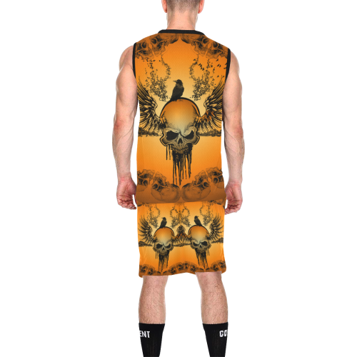 Amazing skull with crow All Over Print Basketball Uniform