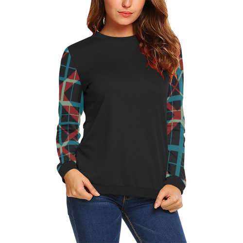 style plaid pattern design All Over Print Crewneck Sweatshirt for Women (Model H18)