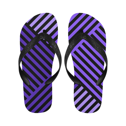 Purple Diagonal Striped Pattern Flip Flops for Men/Women (Model 040)