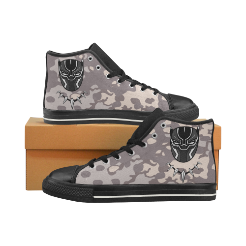 Black Panther High Top Canvas Shoes for Kid (Model 017)